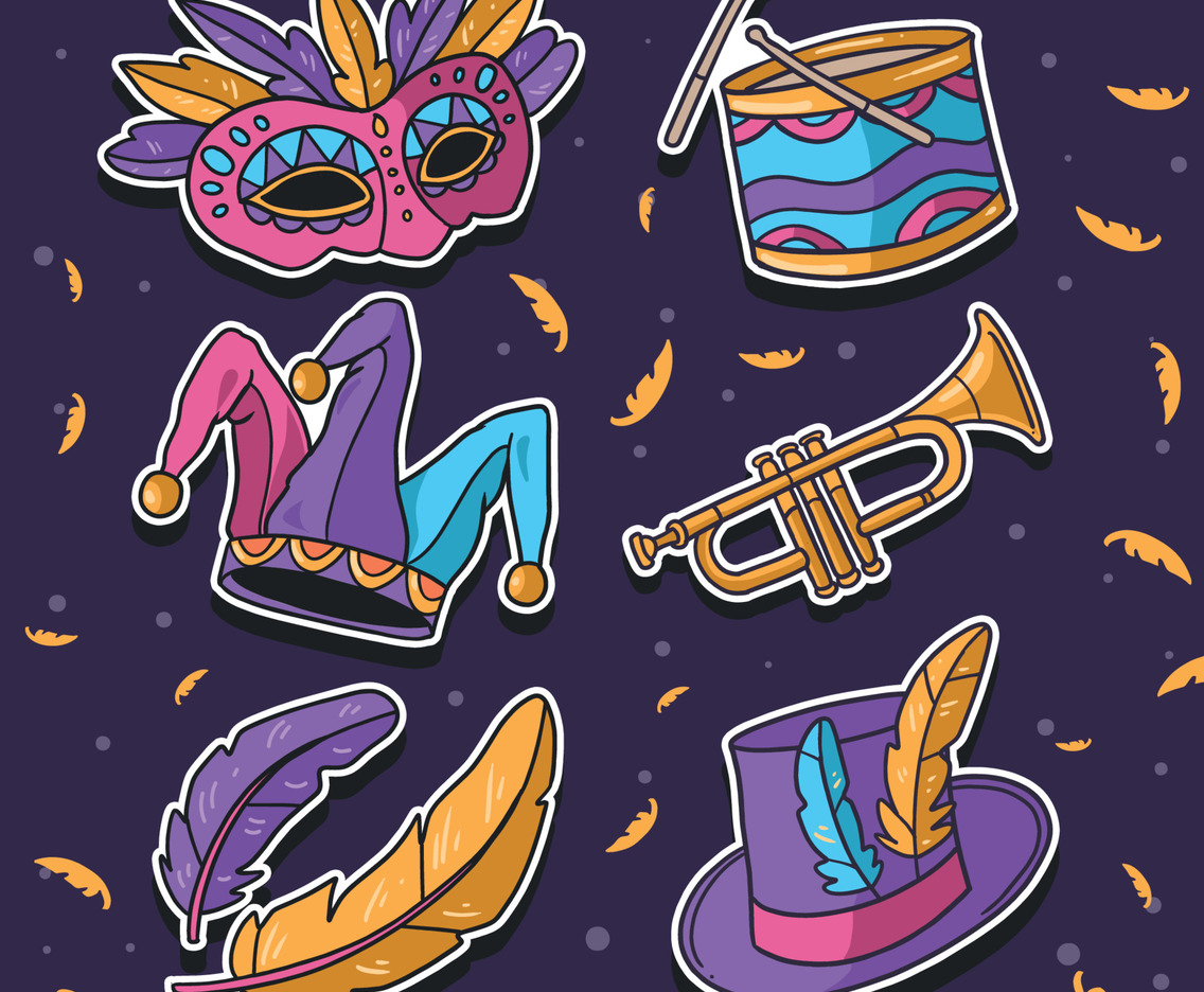 Mardi Gras Element Stickers