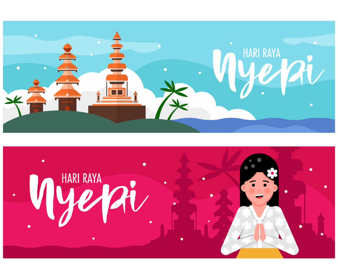 Flat Nyepi Horizontal Banner