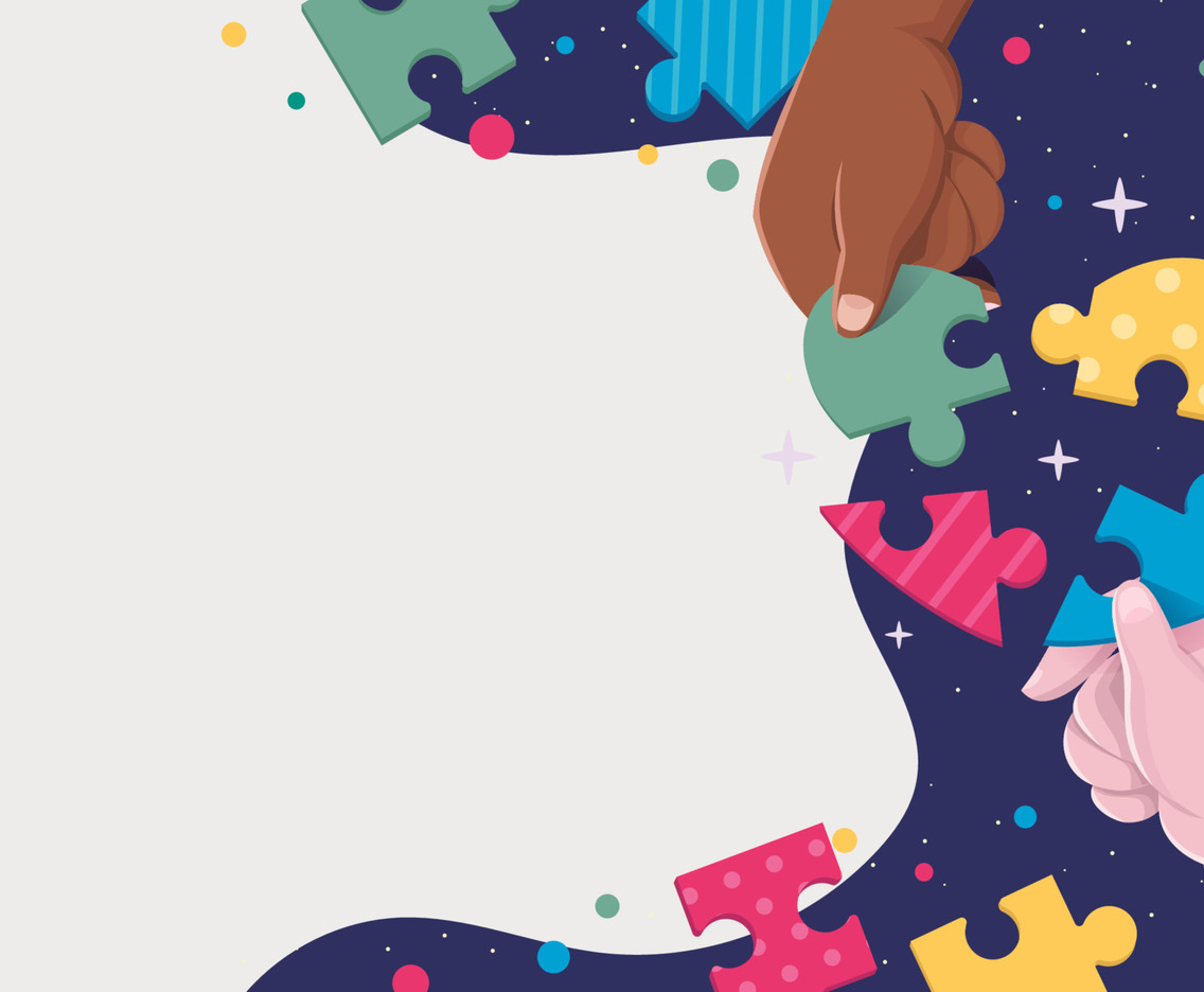 World Autism Day Background with puzzles