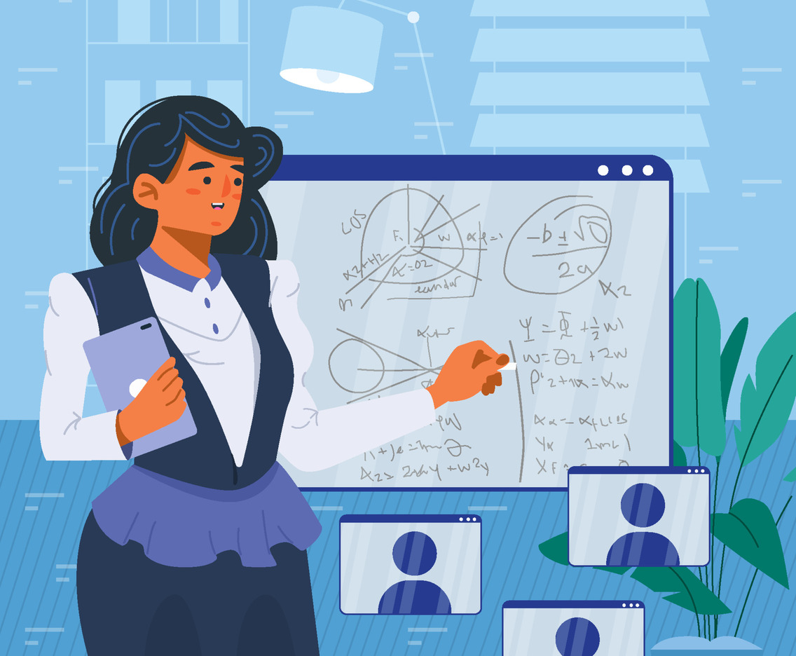 Professor Woman Teach Online Concept