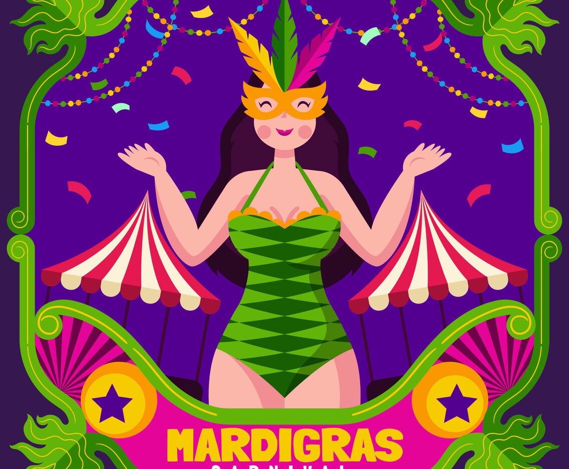 Beautiful Woman in Mardi Gras Mask Carnival Concept