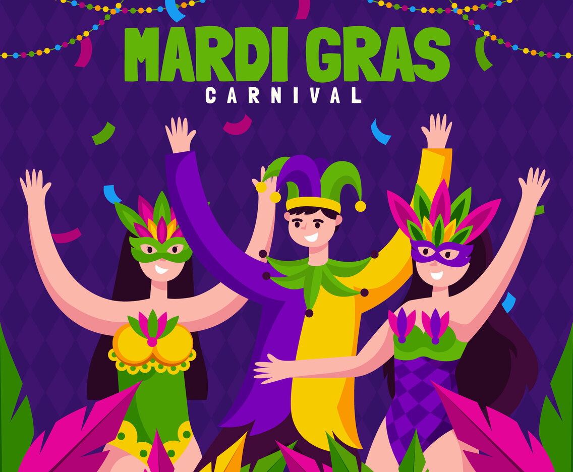 Mardi Gras Mask Carnival Concept with Character