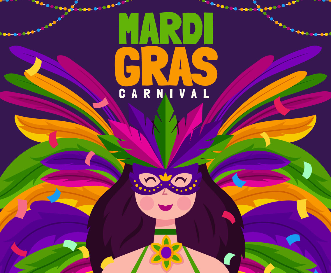Mardi Gras Mask Carnival Concept with Character