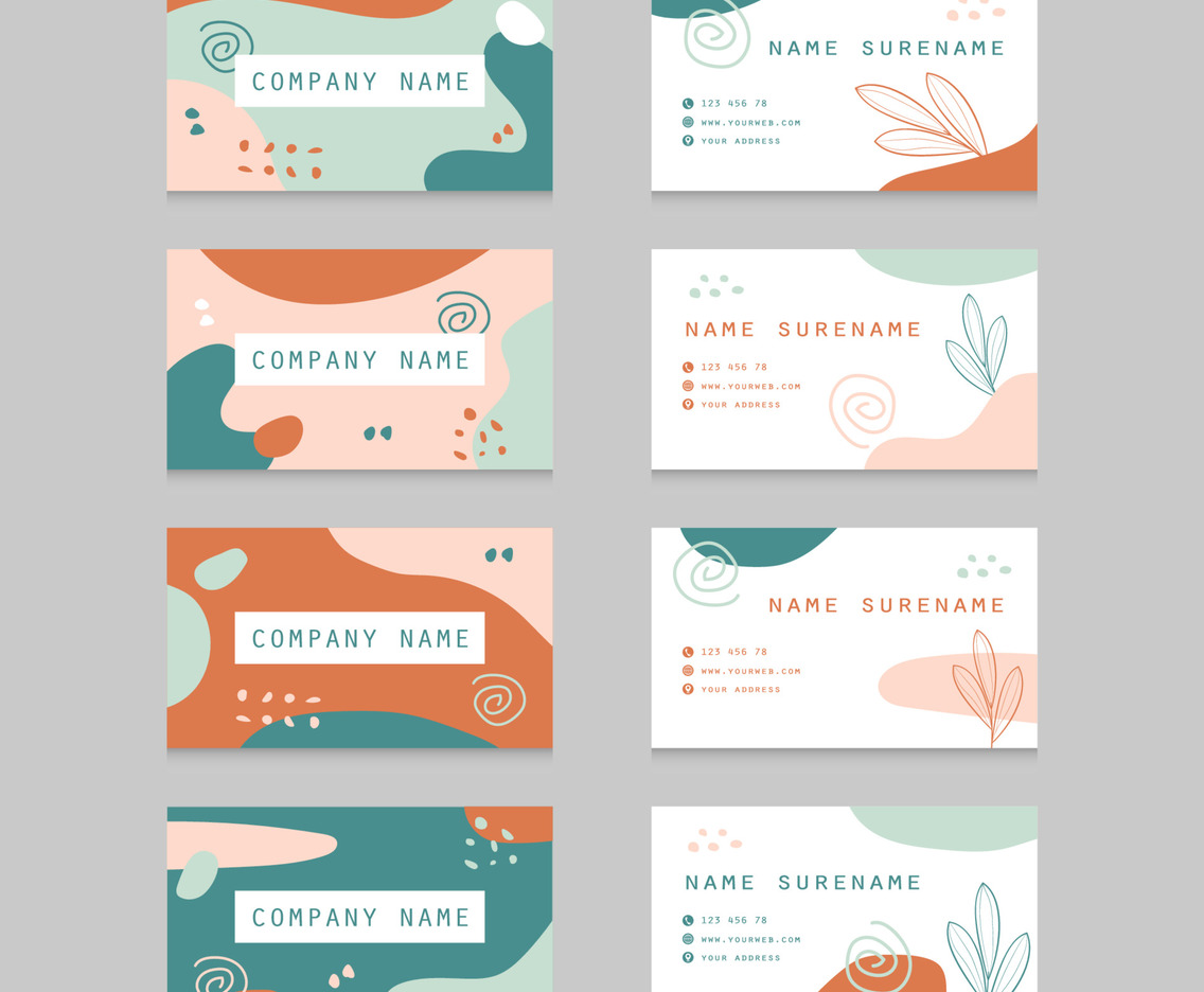 Name Card Floral Set Template
