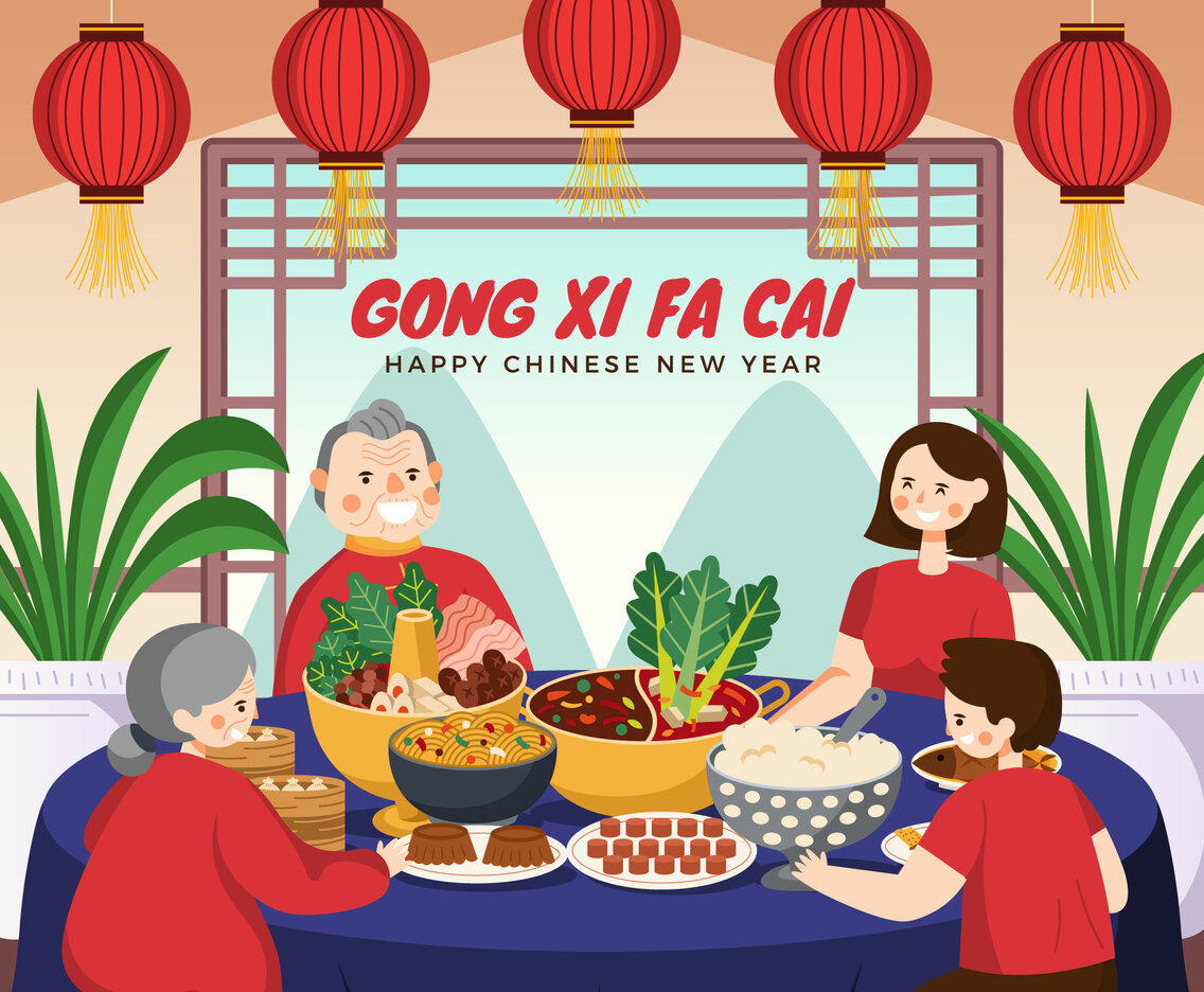 Dinner with Family in Chinese New Year Concept
