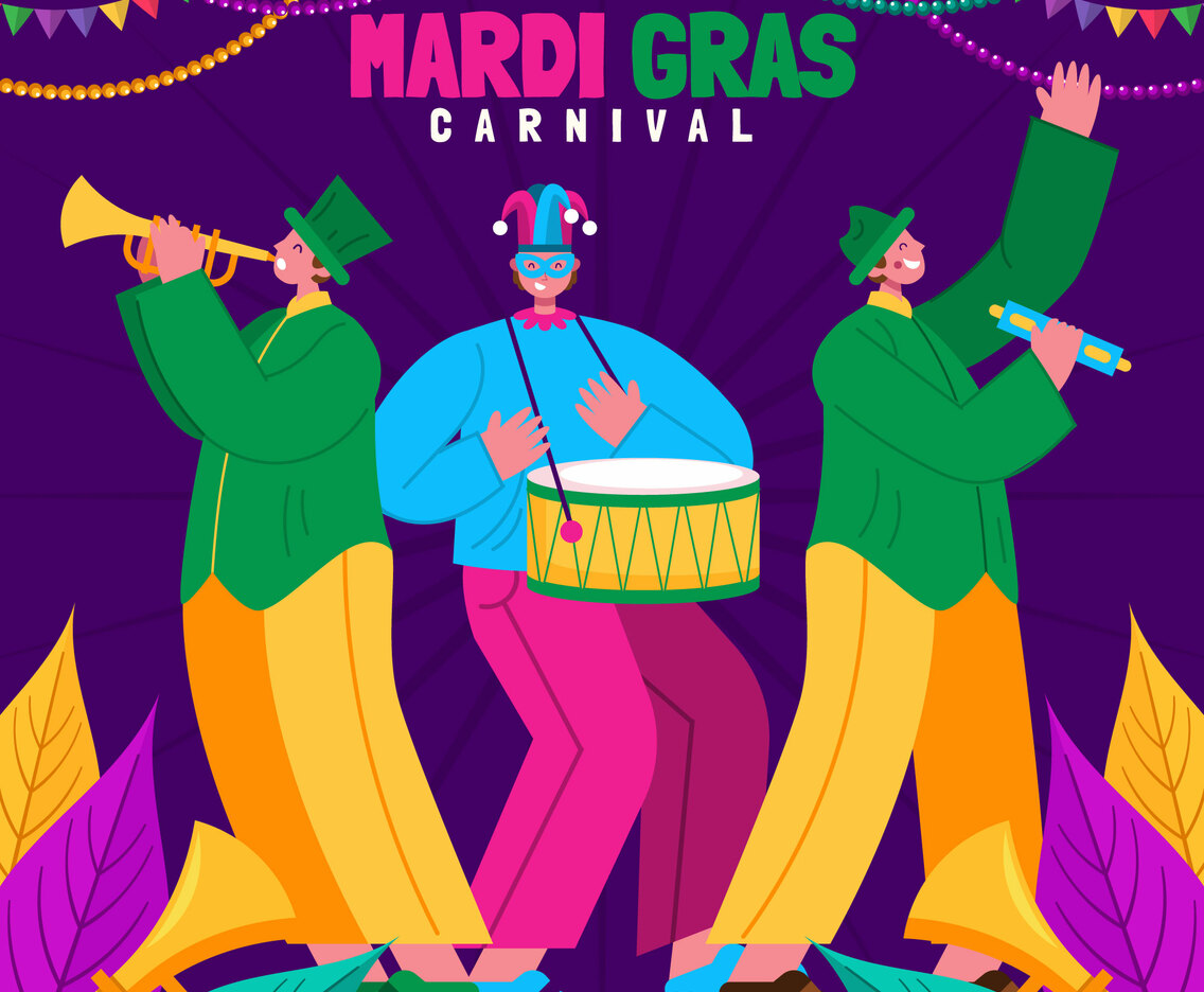 Dancing Character for Mardi Gras Carnival Concept