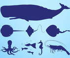 Sea Creatures Silhouettes