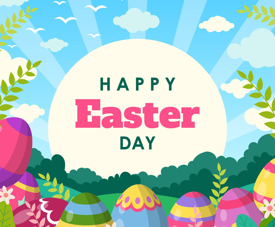 Happy Easter Egg with Spring Background