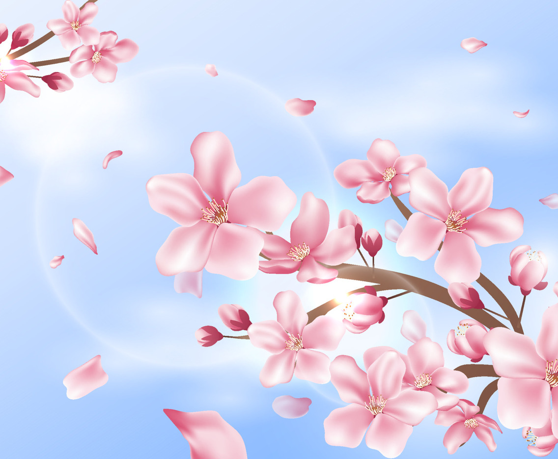 Realistic Cherry Blossom Background