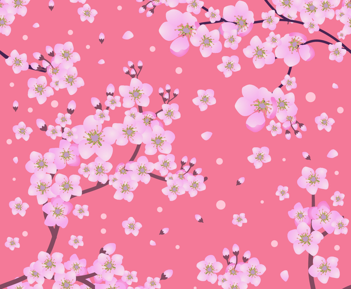 Spring with Cherry Blossom Seamless Pattern