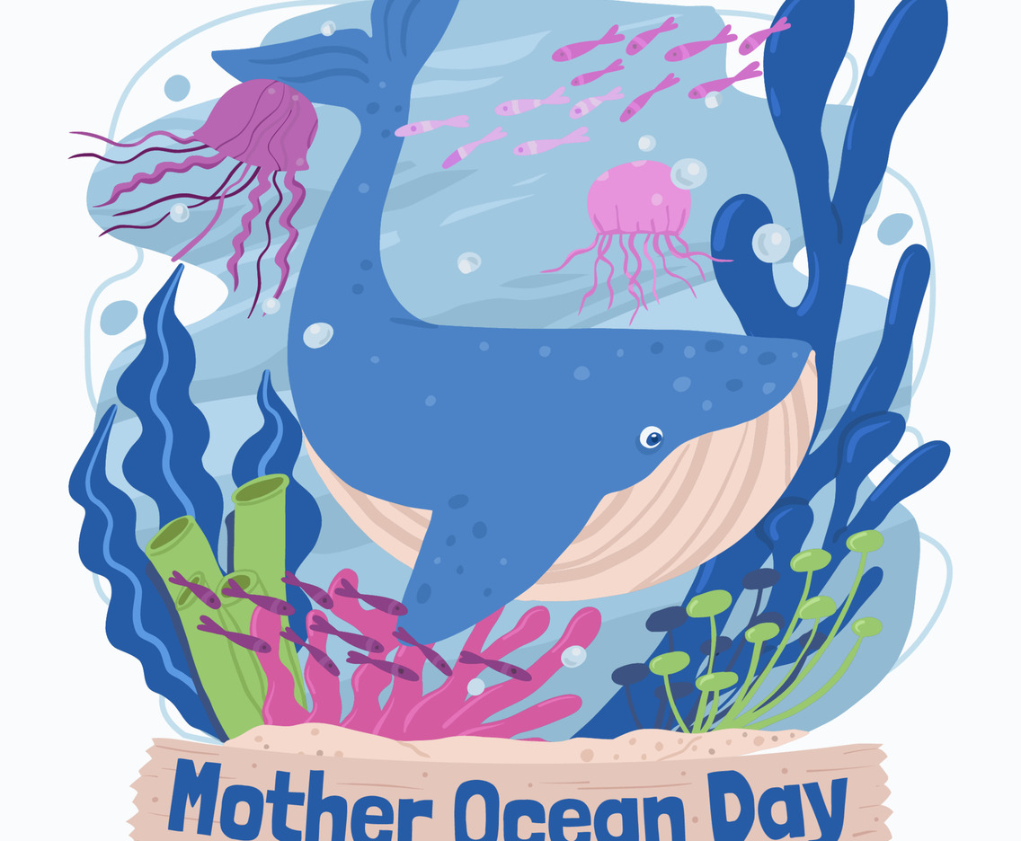 Blue Whale Concept for Mother Ocean Day