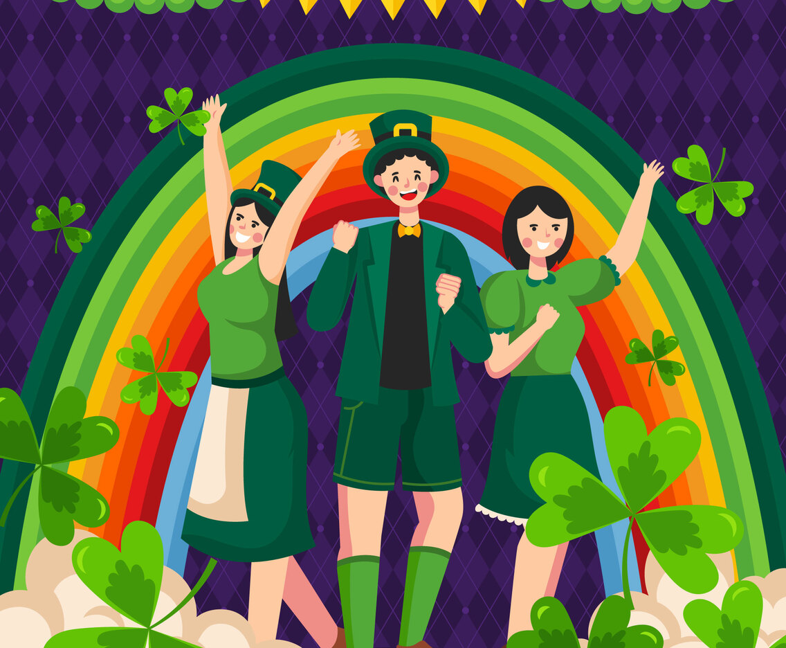 Characters with Costume in Saint Patrick's Day Concept