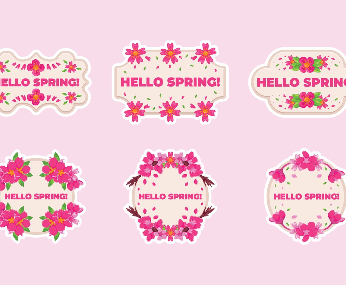 Set of Beauty Pink Cherry Blossom Sticker