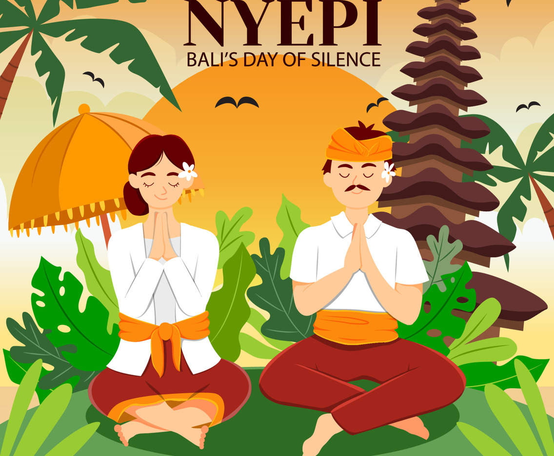 People Praying on Nyepi Day of Silence