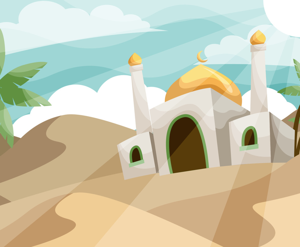 Mosque in the Desert Background Concept