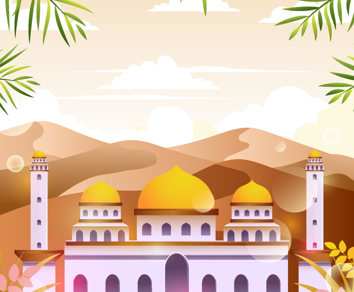 Beautiful Desert and Mosque Background