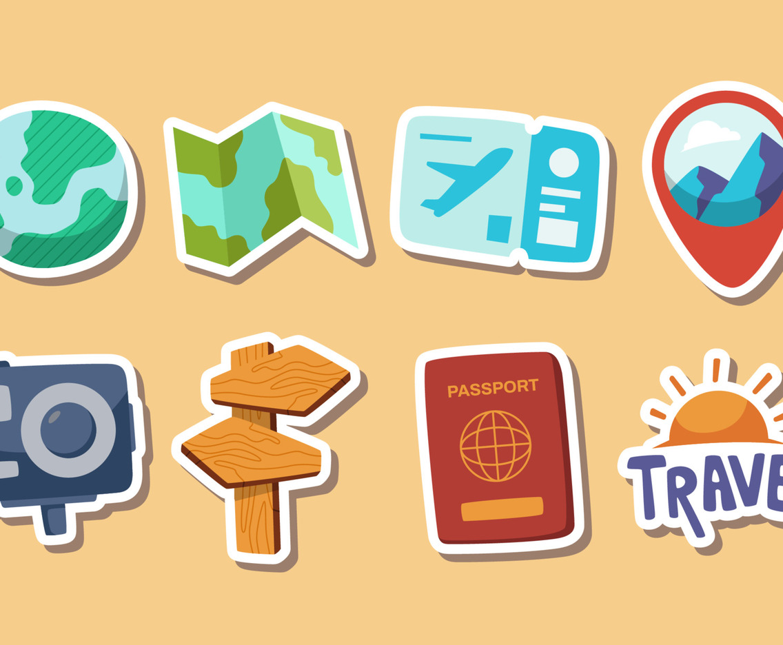 Sticker Collection For Traveling Journal Vector Art & Graphics ...