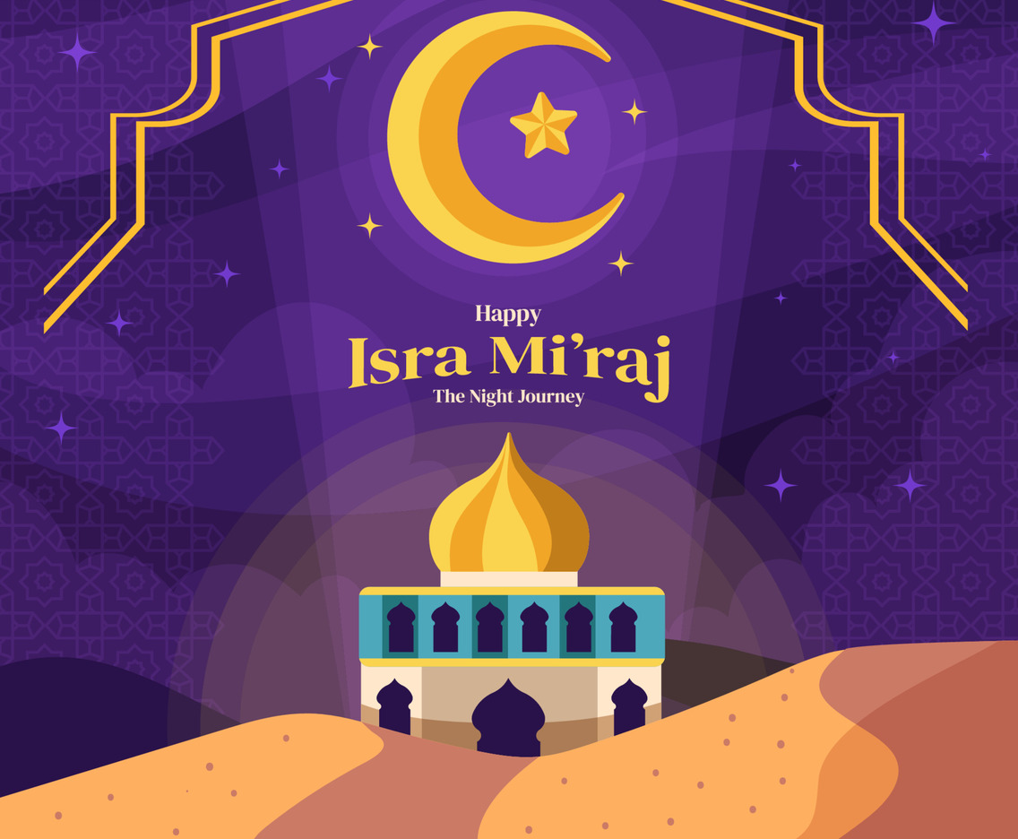 Peaceful Mosque Isra Miraj Concept