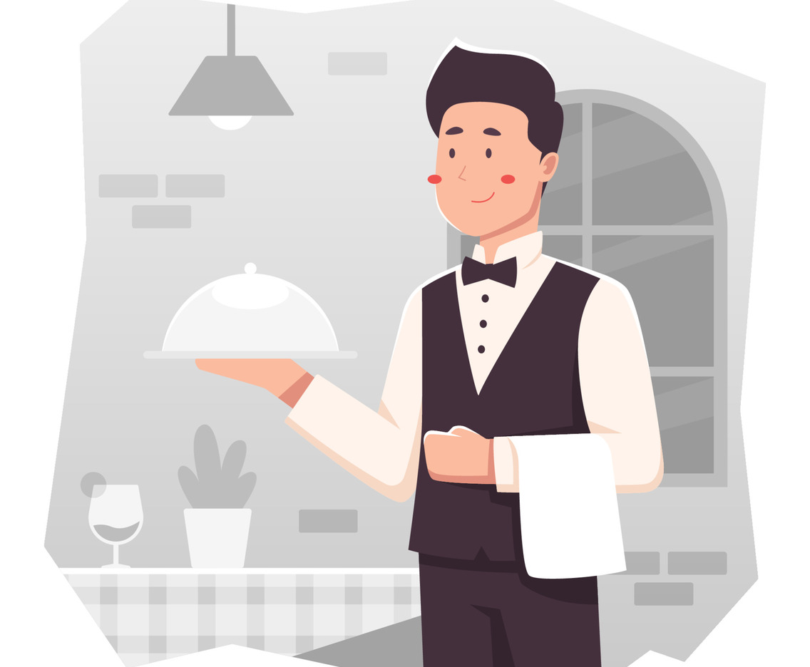 Waiter Serving a Dish in The Restaurant