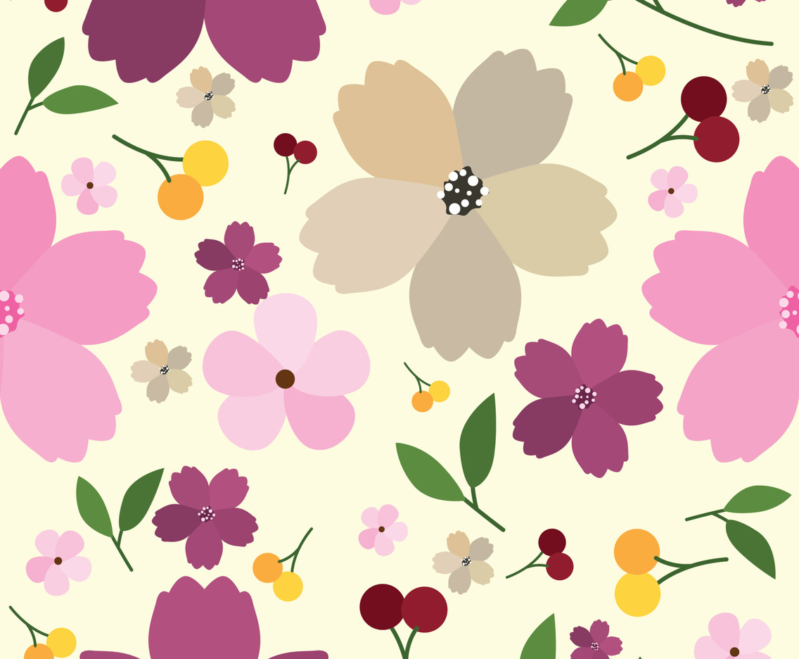Cherry Blossom Cartoon Seamless Pattern Concept