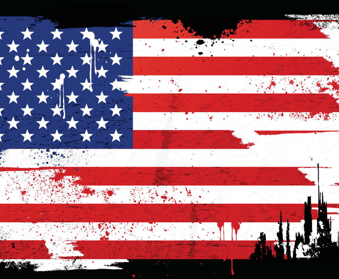 American Flag With Grunge Design