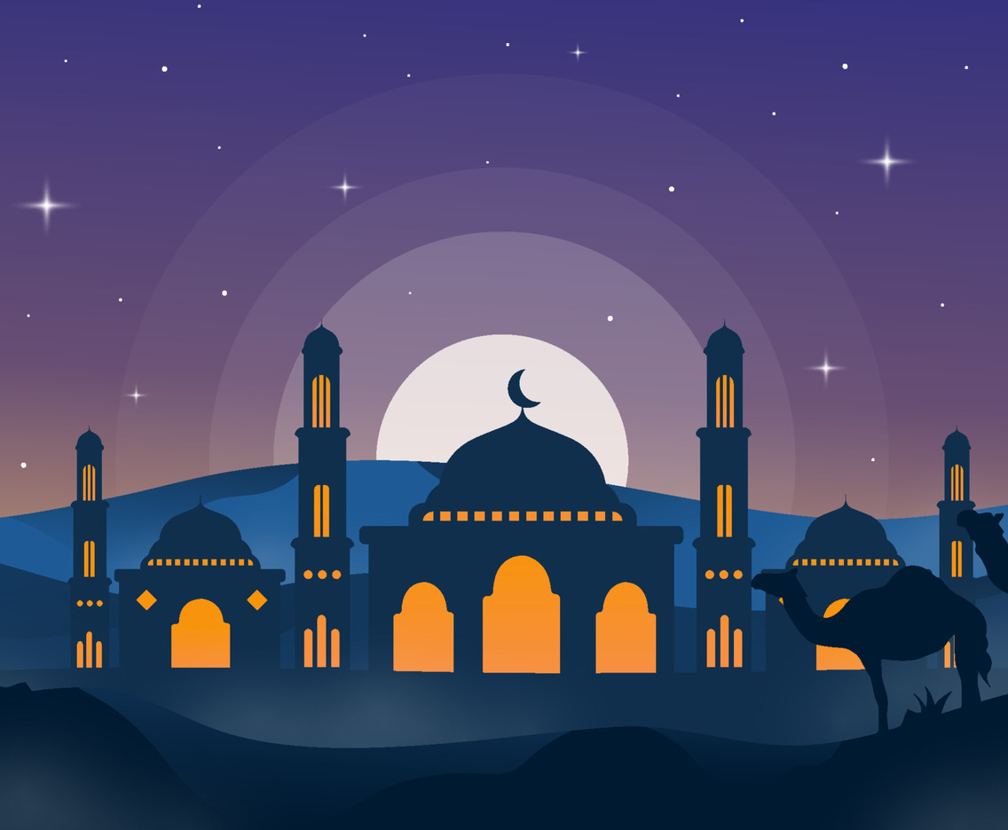 Background of Flat Mosque in the Desert
