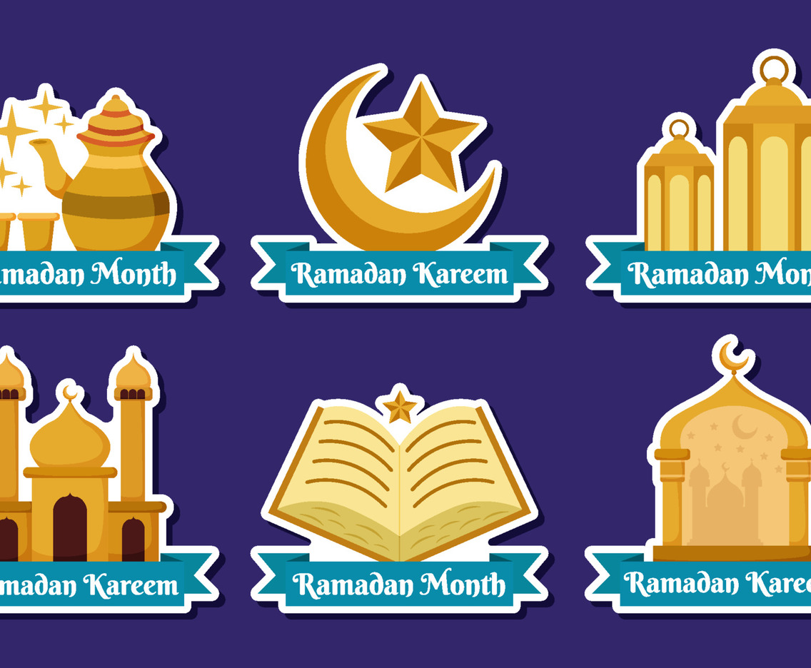 Collection Set of Ramadan Month Flat Element Sticker