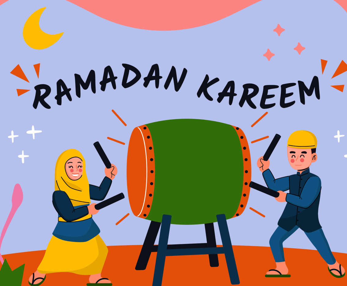Children Hit the Bedug to Celebrate Ramadan