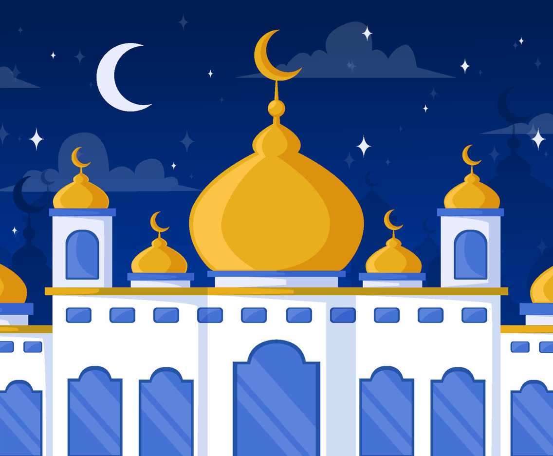 Ramadan Kareem Mosque Flat Background