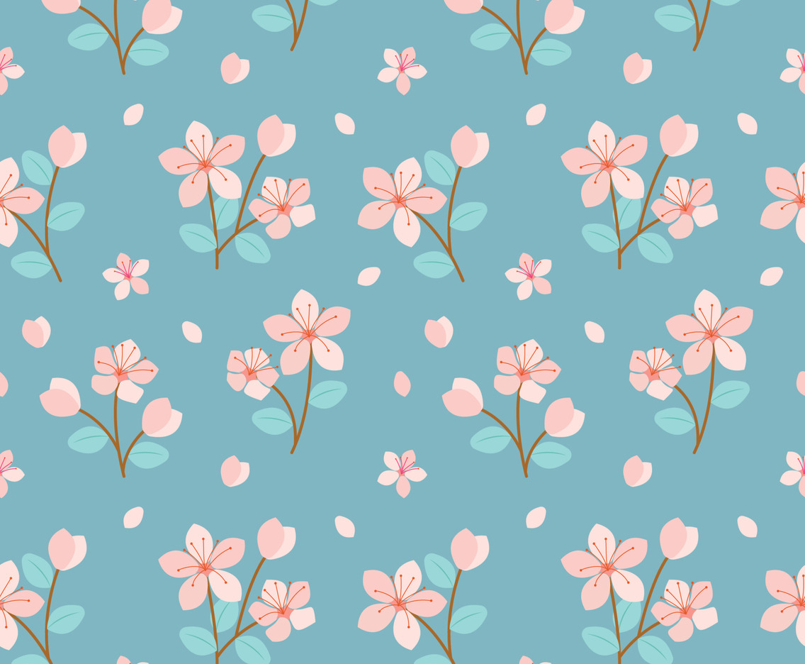 Cute Cherry Blossom Seamless Pattern