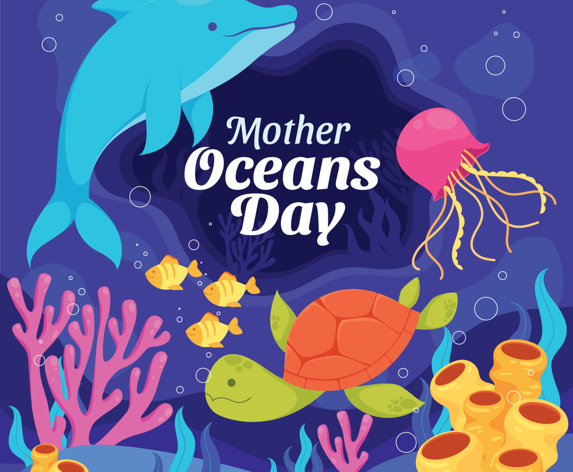 Mother Ocean Day With Cute Animals