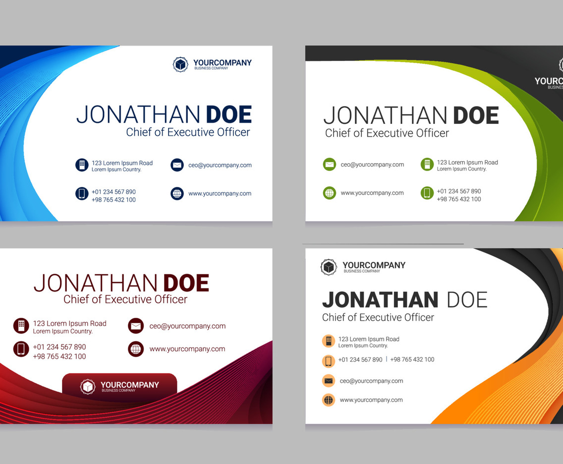 Classic Business Wave Formal Name Card Set