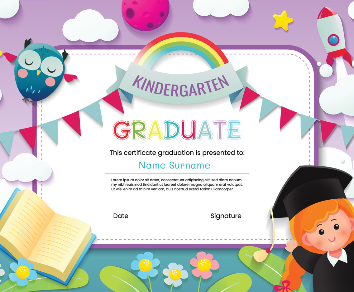 Kindergarten Graduation Certificate Template Vector Art Graphics Kindergarten Graduation Certificate Template Vector Art Graphics