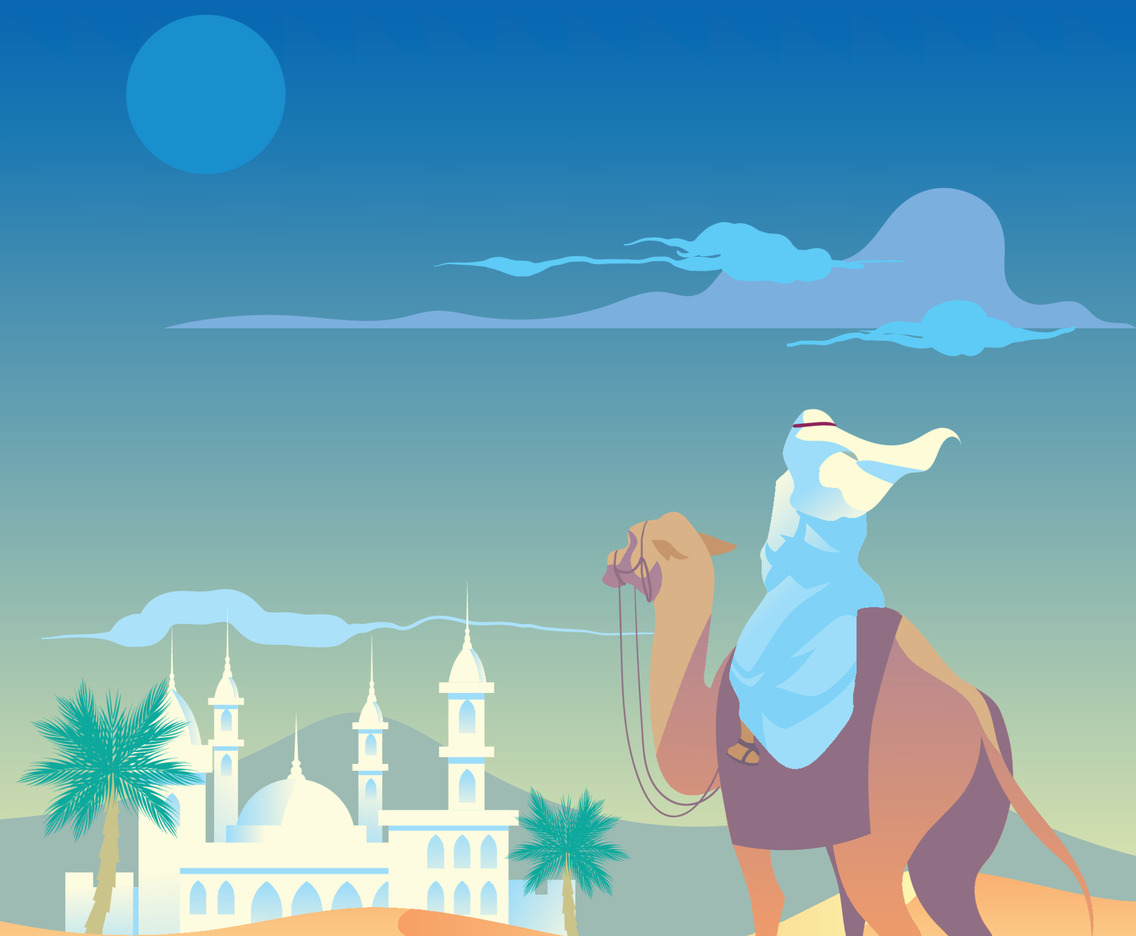 Muslim Pilgrim in The Desert