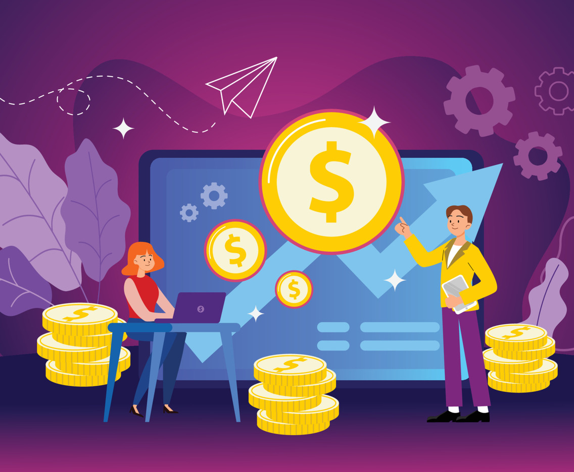 a Man Giving Financial Literacy to a Woman Flat Concept