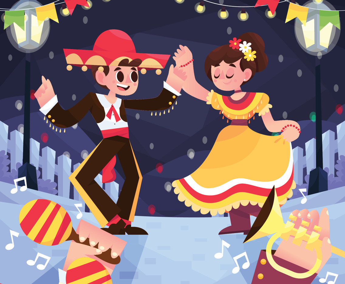 A Couple Dancing to The Music During Cinco De Mayo Festival