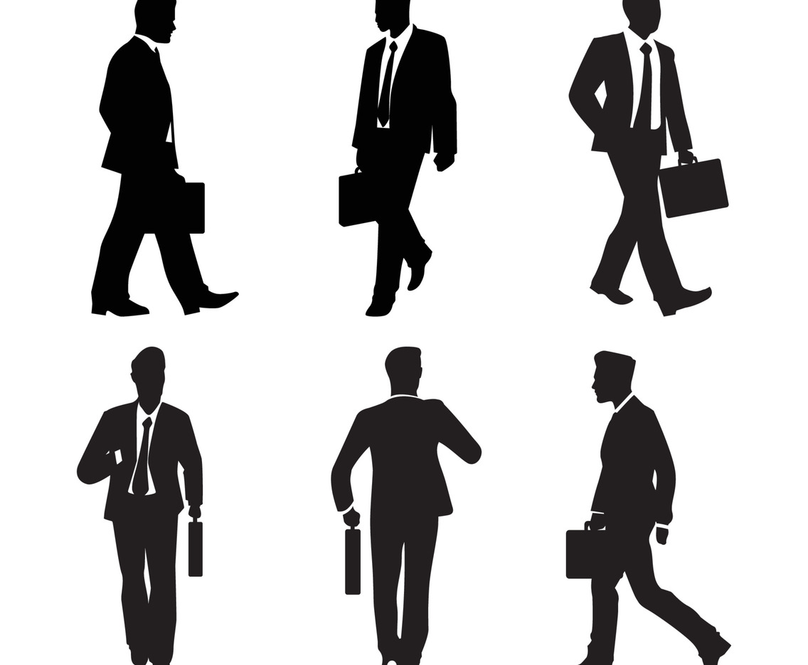 Business Man Walk Shilouette Concept