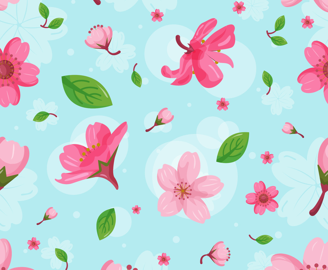 Cute Cherry Blossom Seamless Pattern