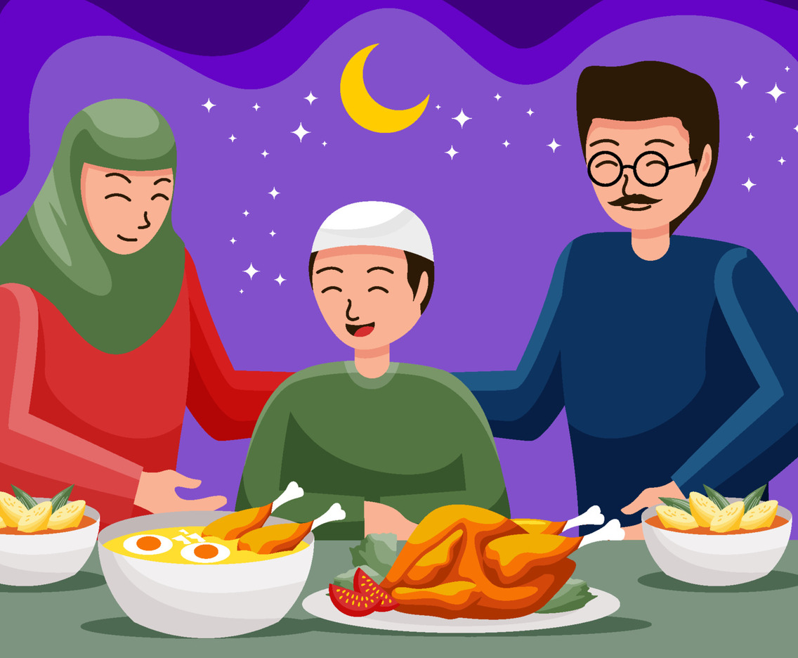 Family Iftar Fasting Time Concept