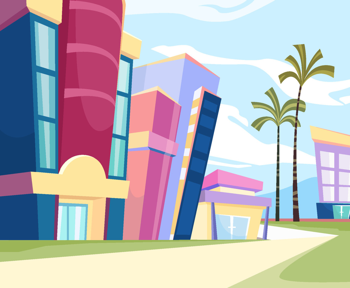 Fantasy Cityscape with Bold Color