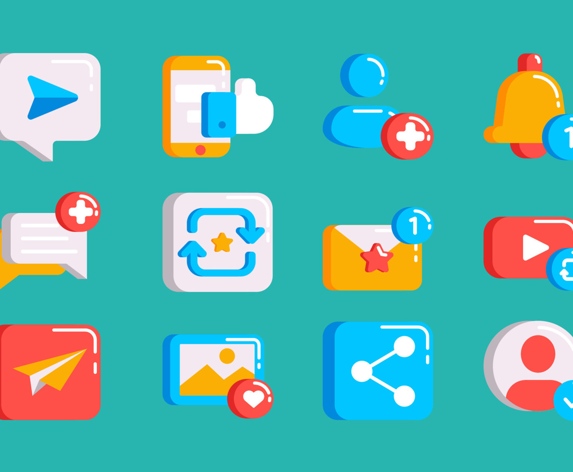 Colorful Of Reactions And Actions Icon Set