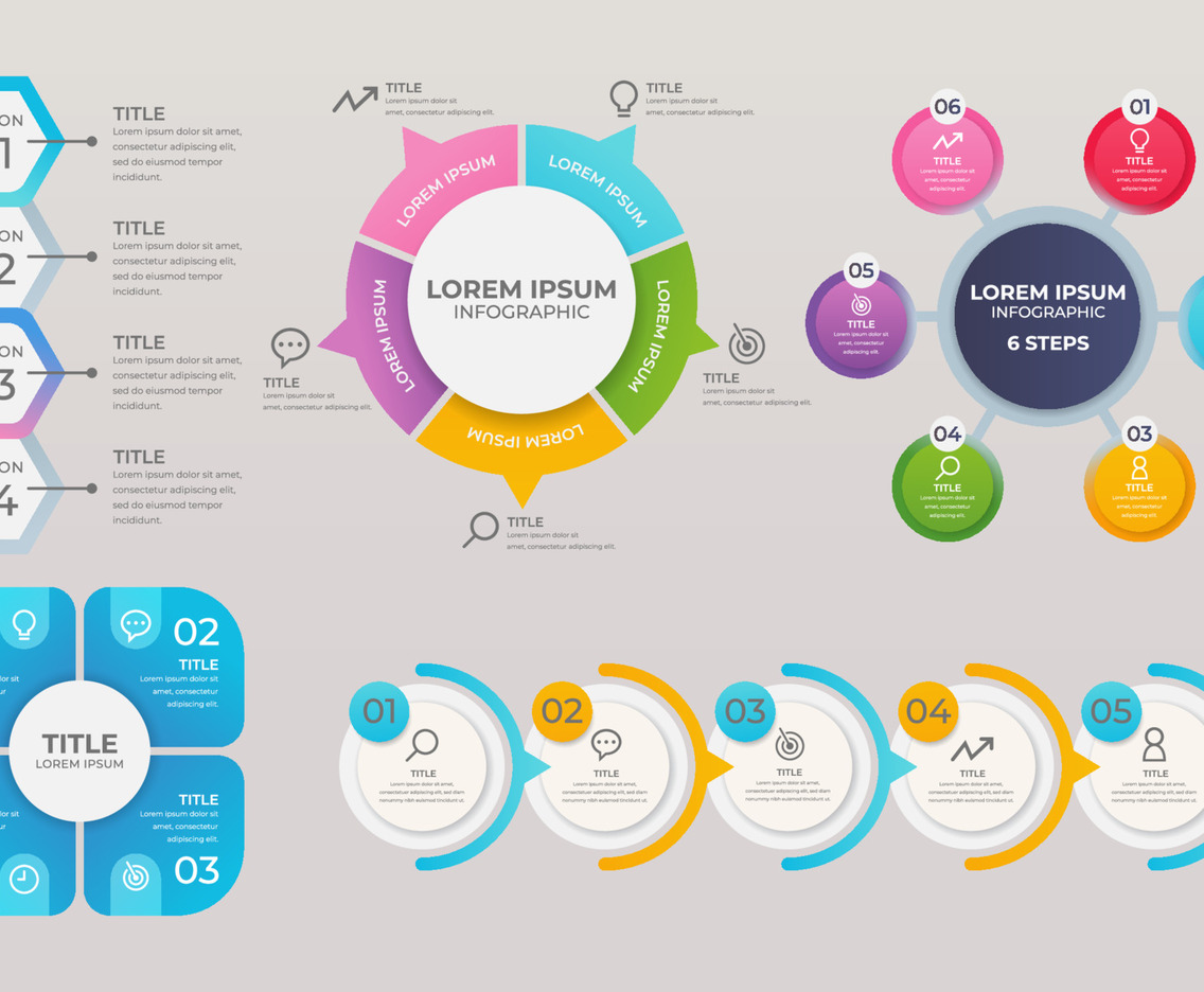 Set of Circular Step Template For Infographic