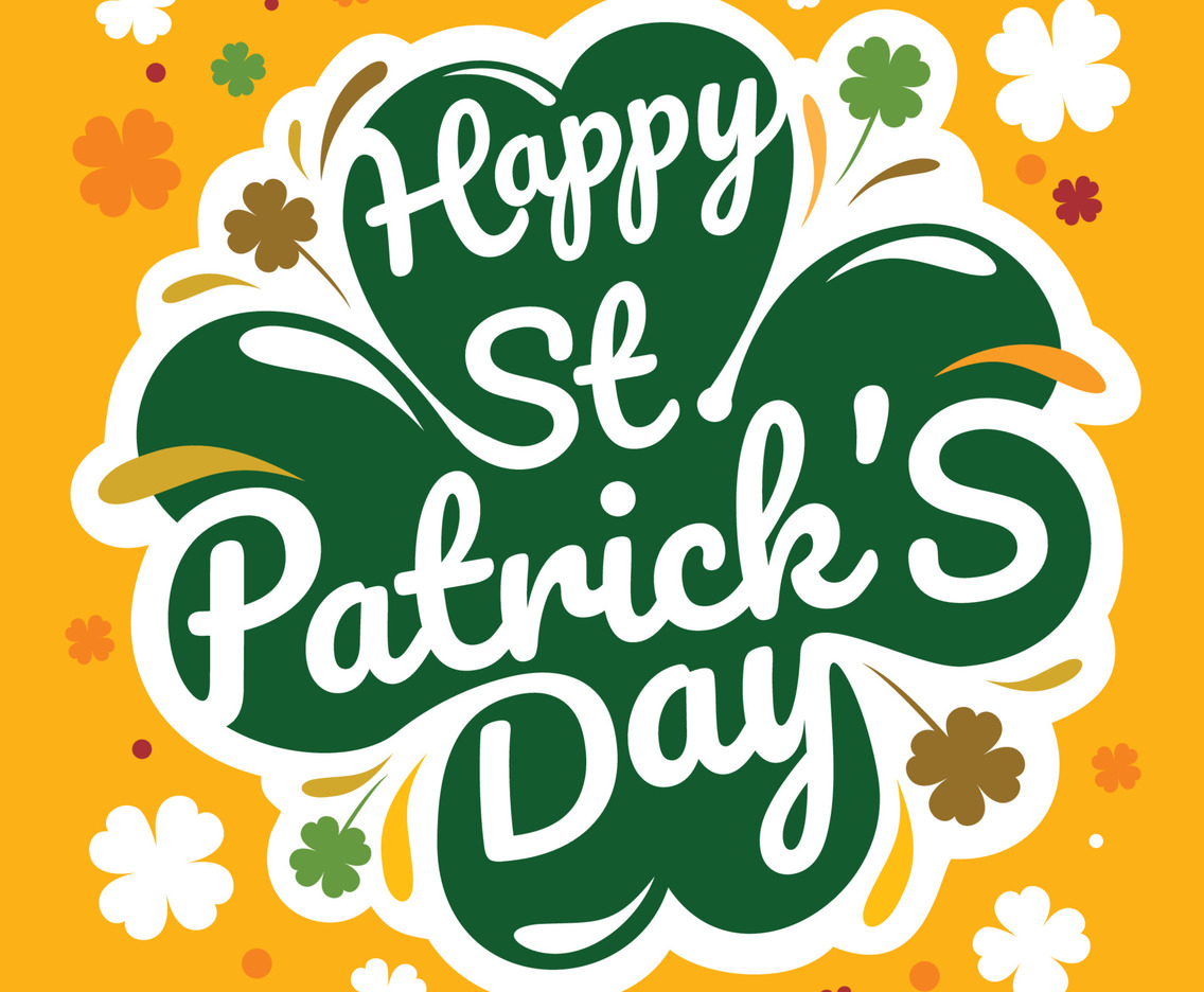 Green Clover St. Patrick Day Typography