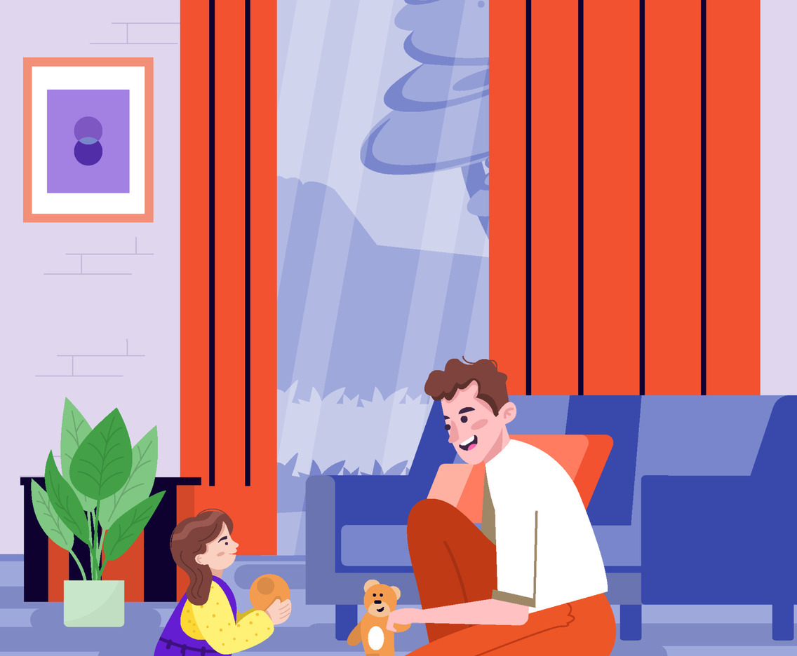 Father Plays With His Children Concept