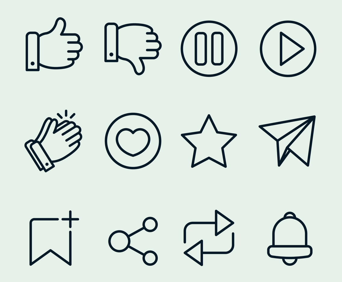 Single Line Social Media Icons