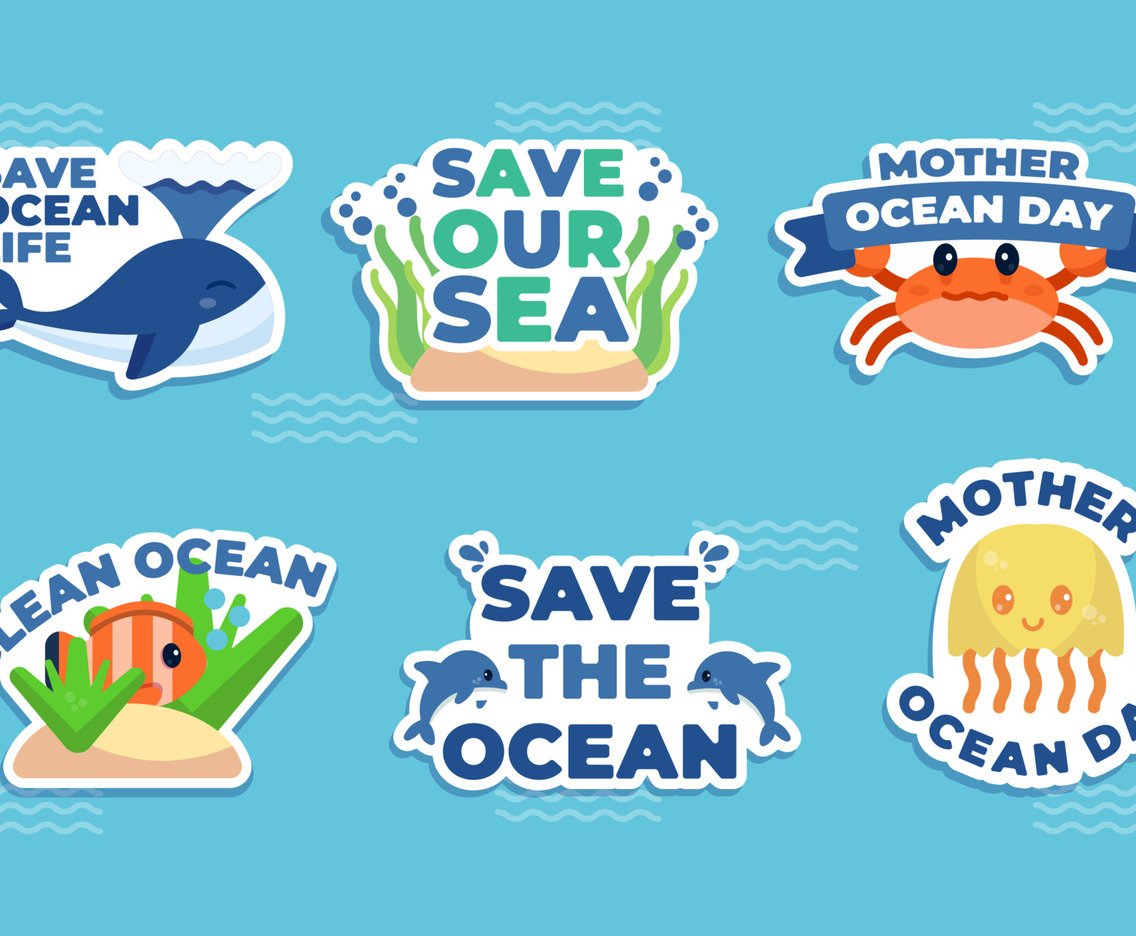 Cute Mother Ocean Day Sticker Collection
