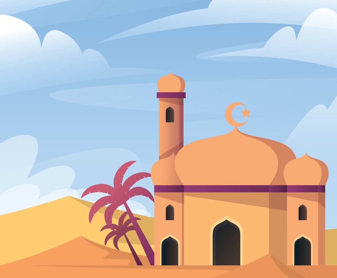 Mosque In The Desert Background