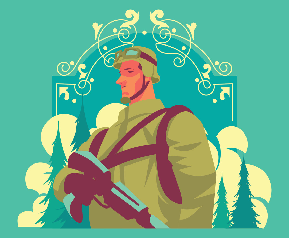 A Soldier Standing in the Forest