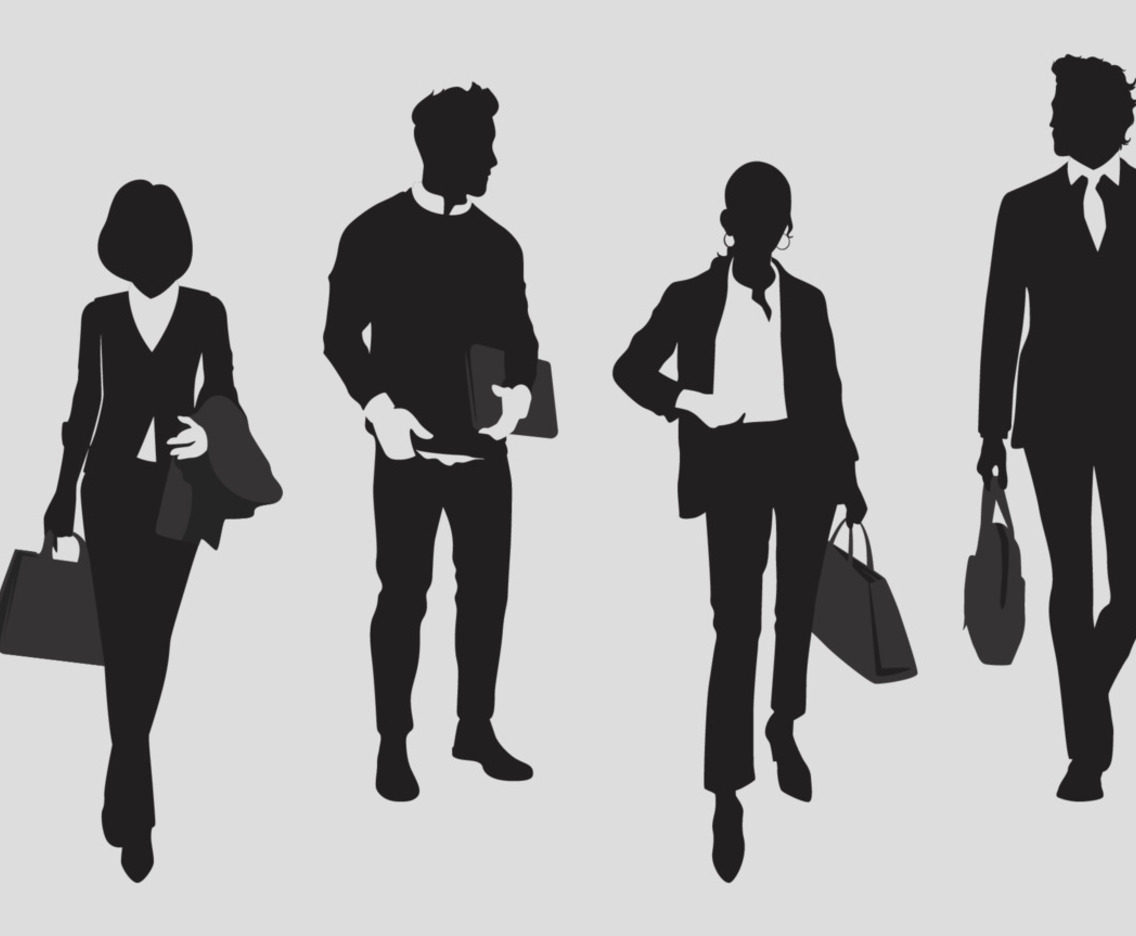 Business Man and Woman with Stuff on Their Hands Silhouettes