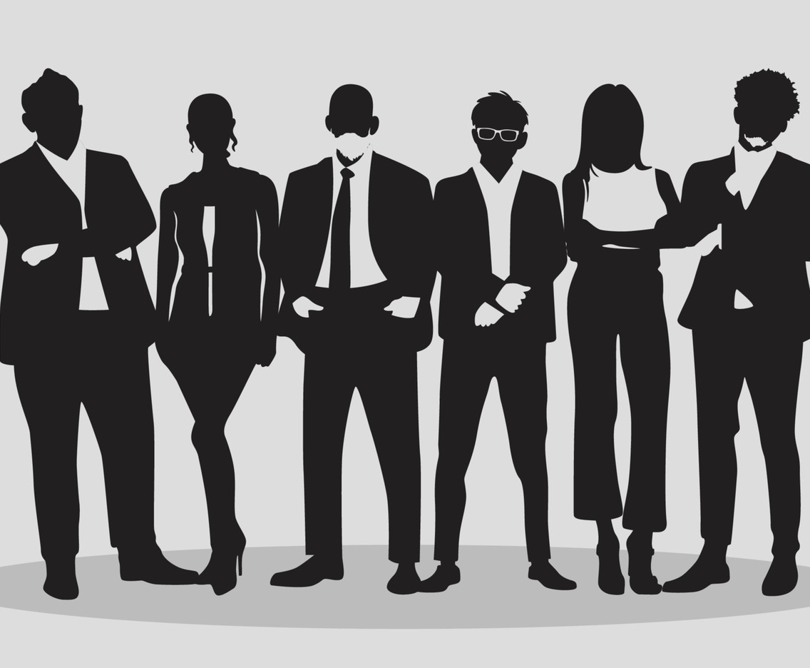 A Team of Business man and Woman Silhouettes
